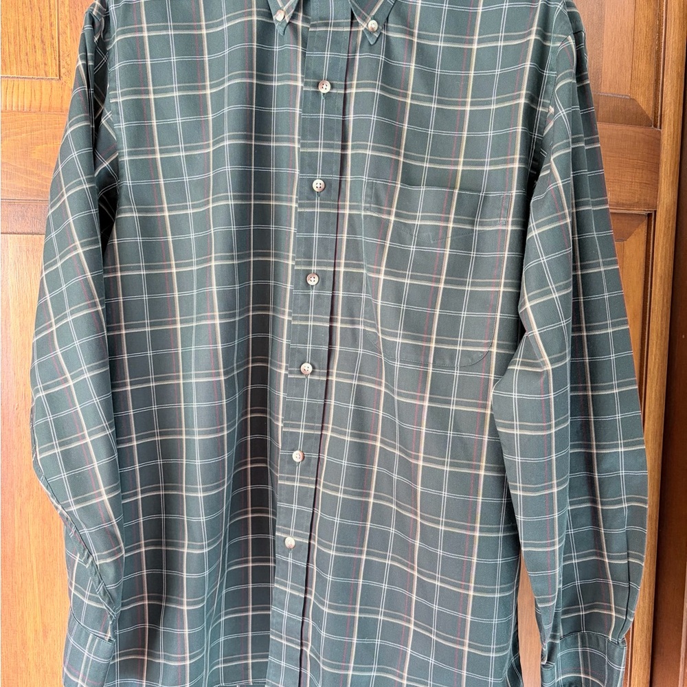 Jos. A. Bank Men's Dark Green Plaid Button Down Shirt